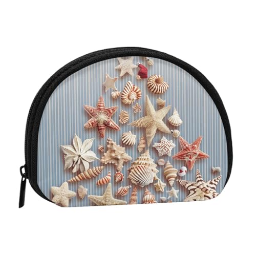 Muschel-Weihnachts-Münzgeldbörse für Damen, niedlich, kleine Kleingeldbörse, Mini-Münzgeldbörse, Beutel mit Reißverschluss, Schwarz , Einheitsgröße, Münztasche von JKLQWC