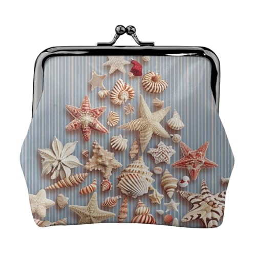 Muschel-Weihnachts-Münzgeldbörse für Damen, niedliches PU-Leder, Münzgeldbörse, Mini-Münzgeldbörse mit Kuss-Lock, Schwarz , Einheitsgröße, Münztasche von JKLQWC