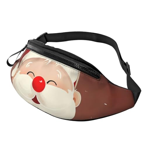 Niedliche Hüfttasche mit Weihnachtsmann-Motiv, mit Kopfhöreranschluss, personalisierte Bauchtaschen, Uni, Laufen, Wandern, Crossbody-Tasche für Männer und Frauen, Schwarz , Einheitsgröße von JKLQWC