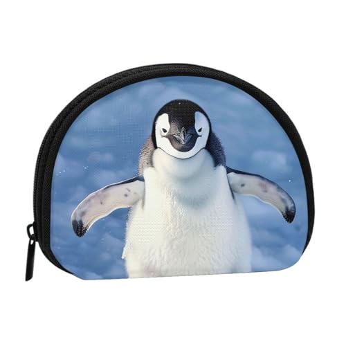 Niedliche Pinguin-bedruckte Münzbörse für Frauen, niedliche kleine Kleingeldbörse Mini-Münzgeldbeutel mit Reißverschluss, Schwarz , Einheitsgröße, Münztasche von JKLQWC