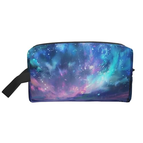 Northern Lights Printing Makeup Bag for Women Travel Make Up Toiletry Organizer Large Capacity Cosmetic Bag with Handle, weiß, Einheitsgröße, Kosmetiktasche von JKLQWC