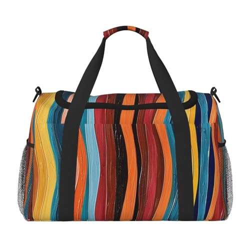 Reisetasche für Herren und Damen, mit buntem Streifen, bedruckt, große Sporttasche, Handtasche mit Schultergurt, für Reisen, Wochenende, Angeln, Jagd, Schwarz , Einheitsgröße, Reisetasche Reisetasche für Herren und Damen, mit buntem Streifen, bedruckt, große Sporttasche, Handtasche mit Schultergurt, für Reisen, Wochenende, Angeln, Jagd, Schwarz , Einheitsgröße, Reisetasche von JKLQWC