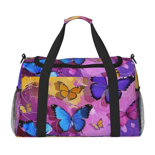 Reisetasche mit Schmetterlings-Motiv, für Herren und Damen, groß, Sport, Turnbeutel, Handtasche mit Schultergurt, für Reisen, Wochenende, Angeln, Jagd, Schwarz , Einheitsgröße, Reisetasche Reisetasche mit Schmetterlings-Motiv, für Herren und Damen, groß, Sport, Turnbeutel, Handtasche mit Schultergurt, für Reisen, Wochenende, Angeln, Jagd, Schwarz , Einheitsgröße, Reisetasche von JKLQWC