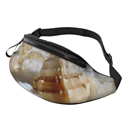 Sea Wave Hüfttasche mit Muschelmotiv, bedruckt, mit Kopfhöreranschluss, Uni, für Laufen, Wandern, Crossbody-Tasche für Damen und Herren, Schwarz , Einheitsgröße von JKLQWC