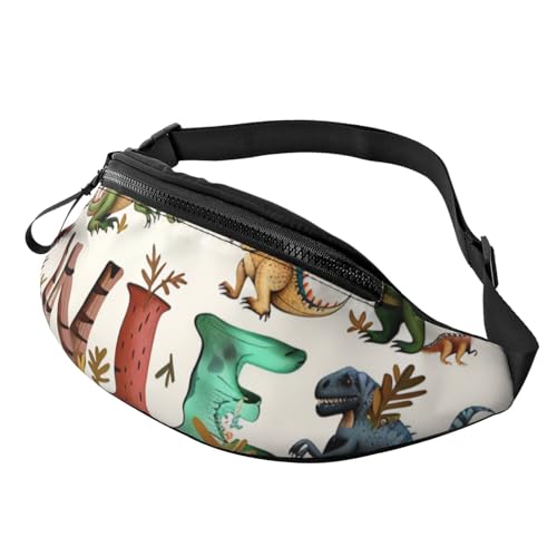Stilvolle Gürteltasche mit Dinosaurier-Motiv, mit Kopfhöreranschluss, personalisierbar, Unisex, Laufen, Wandern, Crossbody-Tasche für Männer und Frauen, Schwarz , Einheitsgröße, Sling Rucksäcke von JKLQWC