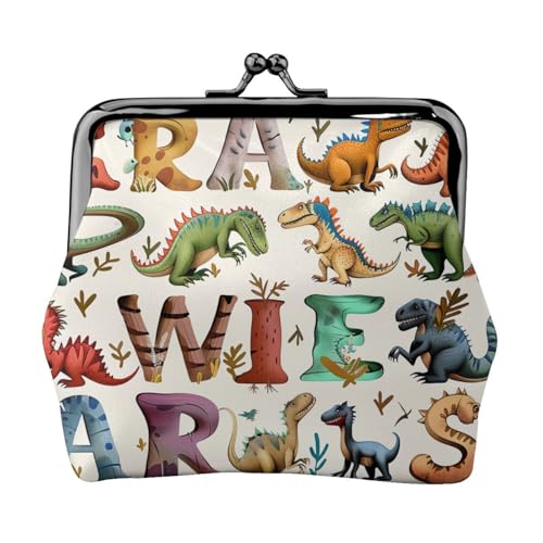 Stilvolle Münzbörse mit Dinosaurier-Motiv, für Damen, niedliches PU-Leder, Münzgeldbörse, Mini-Münzgeldbörse mit Kussverschluss, Schwarz , Einheitsgröße, Modern von JKLQWC