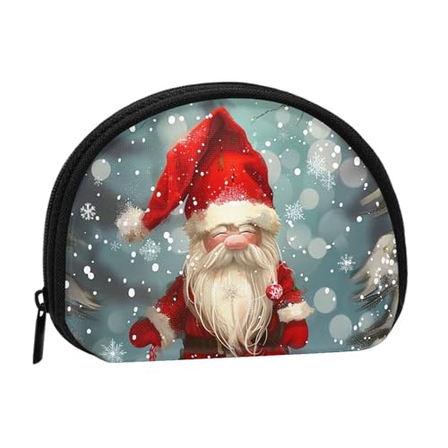 Traditionelle Weihnachts-Münzgeldbörse mit Zwerg für Damen, niedlich, kleine Kleingeldbörse mit Reißverschluss, Schwarz , Einheitsgröße, Münztasche von JKLQWC