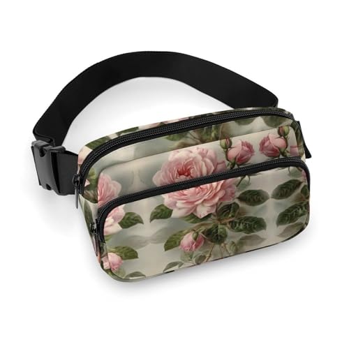 Bauchtasche im Vintage-Stil, schöne Rose bedruckt, für Damen und Herren, Crossbody-Tasche, große Brusttasche mit verstellbarem Riemen für Outdoor, Workout, Reisen, Freizeit, Laufen, Vintage-Rose, 20 x Bauchtasche im Vintage-Stil, schöne Rose bedruckt, für Damen und Herren, Crossbody-Tasche, große Brusttasche mit verstellbarem Riemen für Outdoor, Workout, Reisen, Freizeit, Laufen, Vintage-Rose, 20 x von JKLQWH