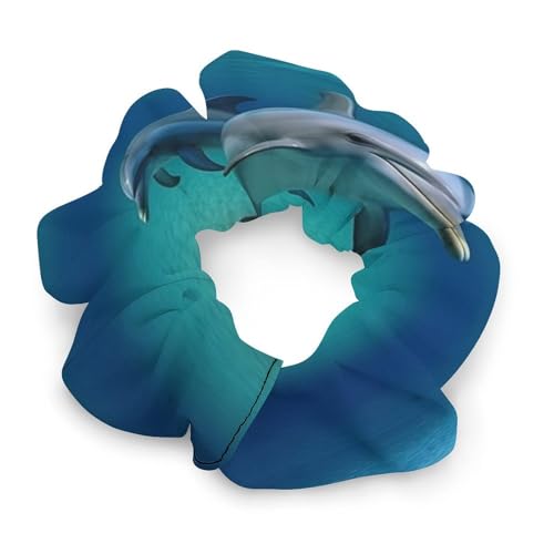 Haargummis, mit Delfinen, unterwasserbedrucktes Damen-Haargummi, nahtlos, schmerzfrei, perfekt für langlebige Zöpfe, Pferdeschwanz und mehr von JKLQWH