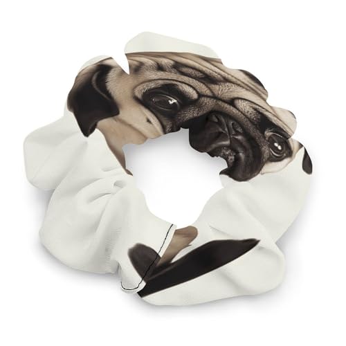 Haargummis, mit Mops-Motiv, bedrucktes Damen-Haargummi, nahtlos, schmerzfrei, perfekt für langlebige Zöpfe, Pferdeschwanz und mehr von JKLQWH
