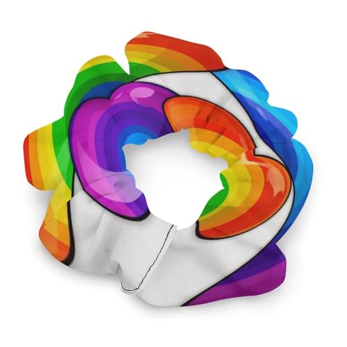 Haargummis, mit Regenbogen-farbigen Gay-Pride-Herzen, bedrucktes Damen-Haargummi, nahtloses Haargummi, schmerzfreies Haar-Accessoire, perfekt für langlebige Zöpfe, Pferdeschwanz und mehr von JKLQWH