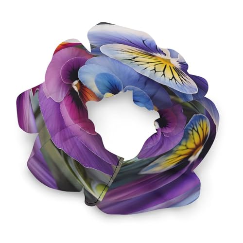 Haargummis, mit Stiefmütterchen-Perfektion, bedrucktes Damen-Haargummi, nahtlos, schmerzfrei, perfekt für langlebige Zöpfe, Pferdeschwanz und mehr von JKLQWH