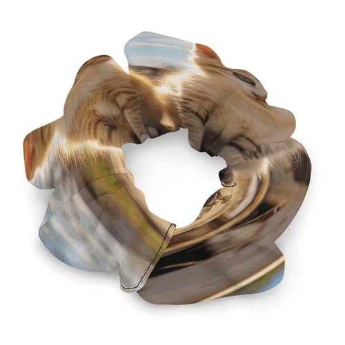 Haargummis, mit zwei kleinen Katzen bedrucktem Damen-Haargummi, nahtlos, schmerzfrei, perfekt für langlebige Zöpfe, Pferdeschwanz und mehr von JKLQWH