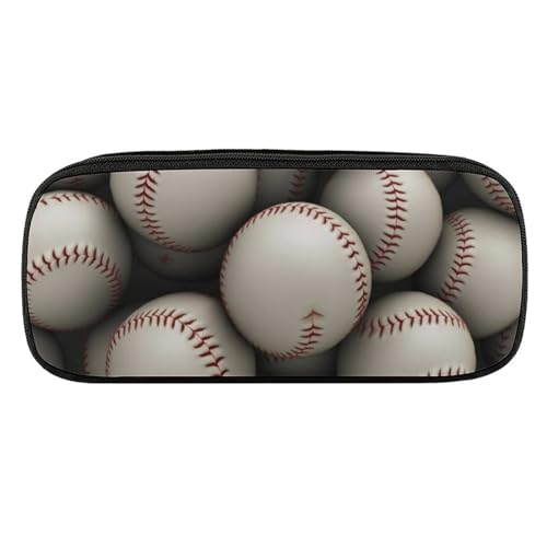 JKLQWH Federmäppchen aus PU-Leder, wasserdicht, große Kapazität, Baseball-Federmäppchen mit Reißverschluss, tragbares Federmäppchen für Bürobedarf, Make-up-Tasche von JKLQWH