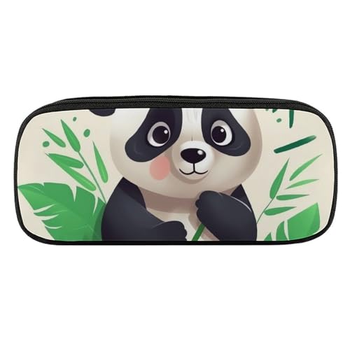 JKLQWH Federmäppchen aus PU-Leder, wasserdicht, große Kapazität, Panda-Stern-Federmäppchen mit Reißverschluss, tragbares Federmäppchen für Bürobedarf, Make-up-Tasche von JKLQWH