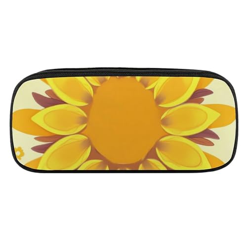 JKLQWH Federmäppchen aus PU-Leder, wasserdicht, große Kapazität, Sonnenblumen-Schönheit, Federmäppchen mit Reißverschluss, tragbares Federmäppchen für Bürobedarf, Make-up-Tasche von JKLQWH