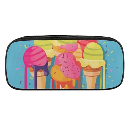 JKLQWH Federmäppchen aus PU-Leder, wasserdicht, große Kapazität, buntes Eiscreme-Federmäppchen mit Reißverschluss, tragbares Federmäppchen für Bürobedarf, Make-up-Tasche von JKLQWH