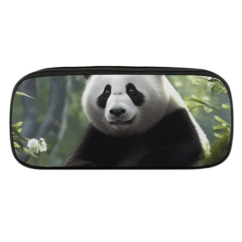 JKLQWH Federmäppchen aus PU-Leder, wasserdicht, große Kapazität, hübsches Panda-Federmäppchen mit Reißverschluss, tragbares Federmäppchen für Bürobedarf, Make-up-Tasche von JKLQWH