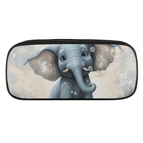 JKLQWH Federmäppchen aus PU-Leder, wasserdicht, große Kapazität, niedlicher Elefant, Spielblasen, Federmäppchen mit Reißverschluss, tragbares Federmäppchen für Bürobedarf, Make-up-Tasche von JKLQWH