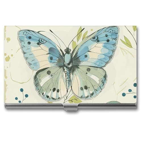 JKLQWH Visitenkartenhalter, Visitenkarten-Organizer, mit Kreisen und grünen Punkten, bedruckter Taschenkartenhalter für Männer oder Frauen, schmaler Metall-Namenskartenhalter, RFID-blockierendes von JKLQWH