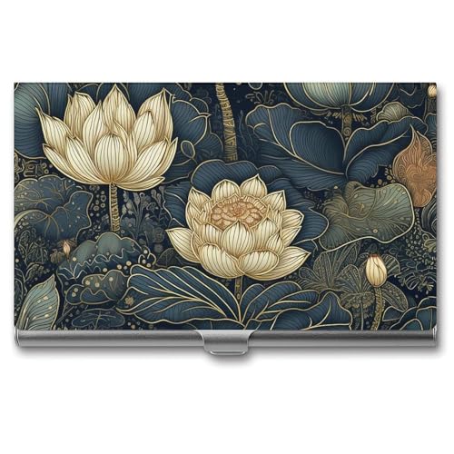 JKLQWH Visitenkartenhalter, Visitenkarten-Organizer, mit aufwendigen Blumen bedruckten Taschenkartenhalter für Männer oder Frauen, schmaler Metall-Namenskartenhalter, RFID-blockierendes von JKLQWH