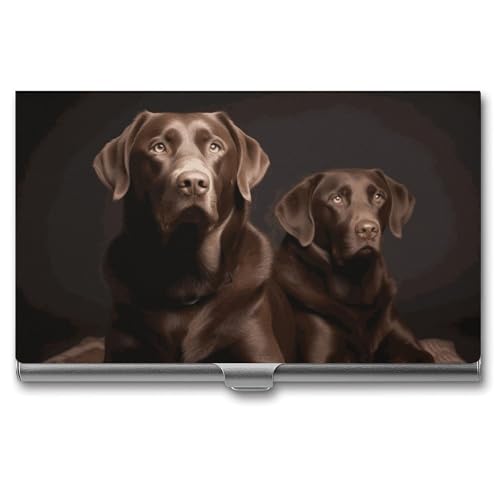 JKLQWH Visitenkartenhalter, Visitenkarten-Organizer, mit braunem Labrador Retriever, bedruckter Taschenkartenhalter für Männer oder Frauen, schmaler Metall-Namenskartenhalter, RFID-blockierendes von JKLQWH