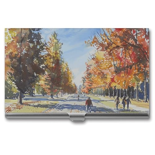 JKLQWH Visitenkartenhalter, Visitenkarten-Organizer, mit langer, gerader Straße, bedruckter Taschenhalter für Männer oder Frauen, schmaler Metall-Namenskartenhalter, RFID-blockierendes von JKLQWH