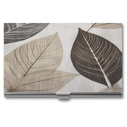 JKLQWH Visitenkartenhalter, Visitenkarten-Organizer, mit weißem Blattmuster, bedruckter Taschenhalter für Männer oder Frauen, schmaler Metall-Namenskartenhalter, RFID-blockierendes Visitenkartenetui, von JKLQWH