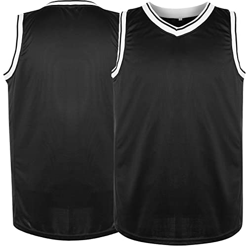Blank Basketball Trikot Herren Mesh Athletic Practice Sport Shirts 90er Jahre Hip Hop Jersey, schwarz, Mittel von JKNAKN