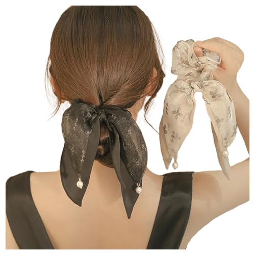 JKQBUX 2 Stück Haar Schal Haar Scrunchies Spitze Herz Scrunchie Haarbänder Pferdeschwanz Halter Scrunchy Krawatten Elegante Accessoires für Frauen Mädchen von JKQBUX