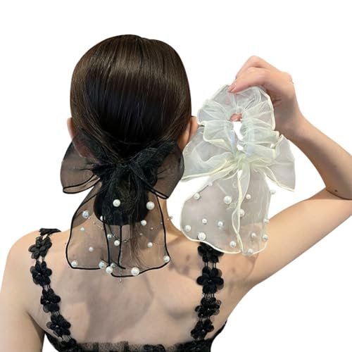 JKQBUX 2 Stück Haar Schal Haar Scrunchies Spitze Herz Scrunchie Haarbänder Pferdeschwanz Halter Scrunchy Krawatten Elegante Accessoires für Frauen Mädchen von JKQBUX