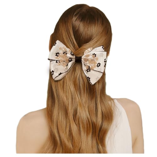 JKQBUX Blume Perlen Bowknot Haar Krawatten Elastics Elegante Fliege Haar Scrunchies für Frauen Weiche Scrunchy Haarbänder Haar Zubehör von JKQBUX