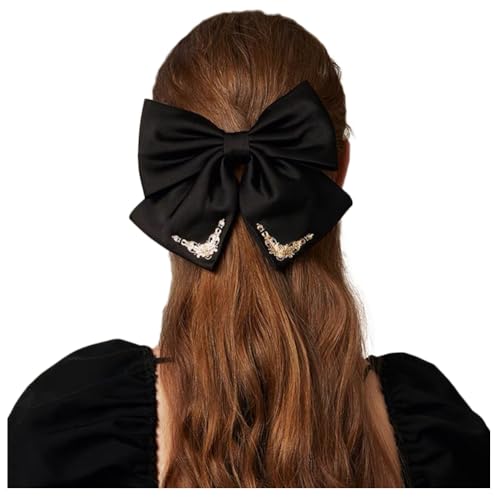 JKQBUX Französische Haarschleife Clip Court Retro große Schleife Haarspange Haarspange Haarschleife Clip Haarschmuck für Frauen Mädchen Hochzeit Party Weihnachten von JKQBUX