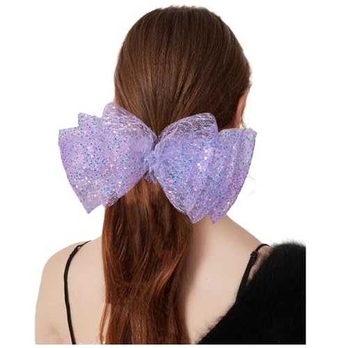 JKQBUX Lolita Große Haarschleife Clips Glitzer Spangle Fliege Haarnadeln Perlen Bowknot Clips Haarspange für Frauen Mädchen Party Hochzeit von JKQBUX