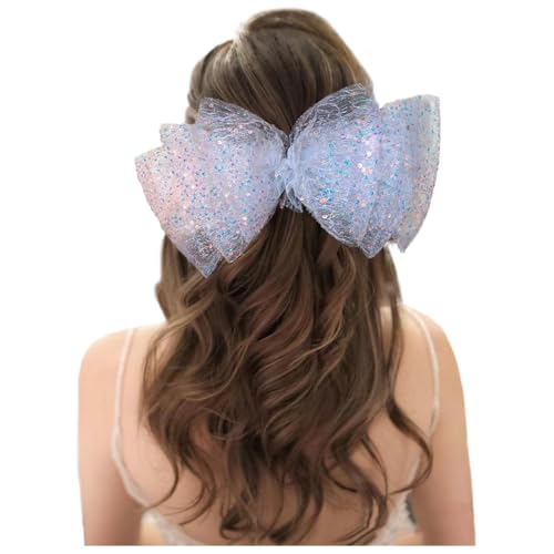 JKQBUX Lolita Große Haarschleife Clips Glitzer Spangle Fliege Haarnadeln Perlen Bowknot Clips Haarspange für Frauen Mädchen Party Hochzeit von JKQBUX