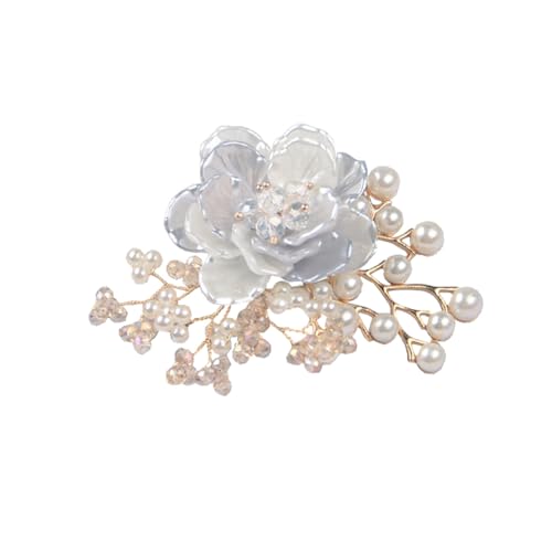 JKQBUX Multifunktions-Blumen-Brosche aus Kunstharz und Haarspangen für Damen, Perlen-Ansteckbrosche, Party-Zeremonie-Zubehör von JKQBUX