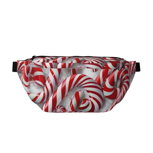 Gürteltasche mit bunten Streifen bedruckt, für Damen und Herren, Bauchtasche, Brusttasche, Reisen, Wandern, Tagesrucksack, Zuckerstangen im Schnee, Einheitsgröße von JKSEEPYN