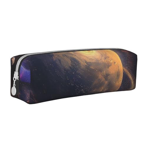 JKSEEPYN Bedrucktes Federmäppchen aus Leder mit Reißverschluss, bedruckt, minimalistisch, ultradünn, für die Schule, Kosmetiktasche, weiß, Einheitsgröße, Taschen-Organizer von JKSEEPYN