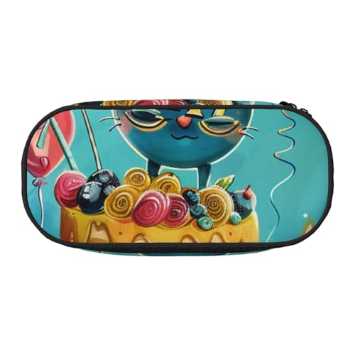 JKSEEPYN Bedrucktes Federmäppchen und Reise-Make-up-Tasche mit Reißverschluss, lustiges Federmäppchen für Schule, Büro, Schwarz , Einheitsgröße, Schulranzen von JKSEEPYN