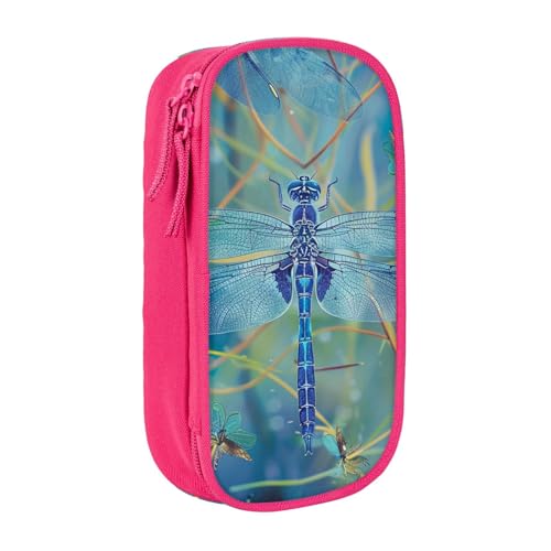 JKSEEPYN Blaues doppelschichtiges Federmäppchen mit Libellen-Motiv, schwarz, großes Fassungsvermögen, niedliches Stifteetui für Schule, Büro, Reisen oder Make-up-Organizer, rose, Einheitsgröße, JKSEEPYN Blaues doppelschichtiges Federmäppchen mit Libellen-Motiv, schwarz, großes Fassungsvermögen, niedliches Stifteetui für Schule, Büro, Reisen oder Make-up-Organizer, rose, Einheitsgröße, von JKSEEPYN