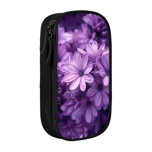 JKSEEPYN Doppelschichtiges Federmäppchen mit Blumenmuster, schwarz, großes Fassungsvermögen, niedliches Stifteetui für Schule, Büro, Reisen oder Make-up-Organizer, Schwarz , Einheitsgröße, Schulranzen von JKSEEPYN