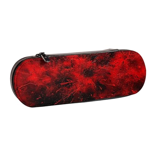 JKSEEPYN Explosion Burst Federmäppchen und Make-up-Tasche aus Leder, mit Aufdruck in Rot und Schwarz, stilvoller Organizer für Schule, Büro und Reisen, Schwarz , Einheitsgröße, Schulranzen von JKSEEPYN