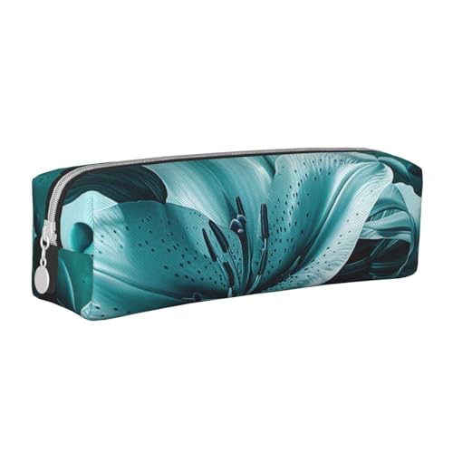 JKSEEPYN Federmäppchen aus Leder, mit Reißverschluss, bedruckt, minimalistisch, ultradünn, Blaugrün, weiß, Einheitsgröße, Taschen-Organizer von JKSEEPYN