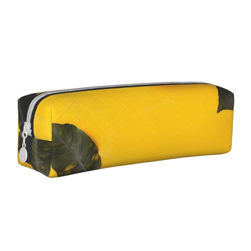 JKSEEPYN Federmäppchen aus Leder, mit Reißverschluss, bedruckt, minimalistisch, ultradünn, Gelb, Zitronengelb, weiß, Einheitsgröße, Taschen-Organizer von JKSEEPYN