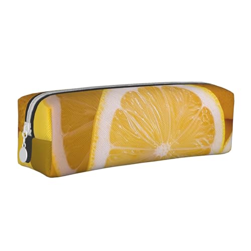 JKSEEPYN Federmäppchen aus Leder, mit Reißverschluss, bedruckt, minimalistisch, ultradünn, Gelb / Zitronengelb, weiß, Einheitsgröße, Taschen-Organizer von JKSEEPYN