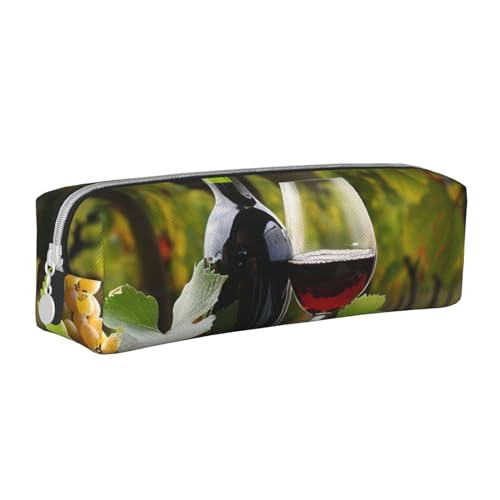 JKSEEPYN Federmäppchen aus Leder, mit Reißverschluss, bedruckt, minimalistisch, ultradünn, Rotweinrot, weiß, Einheitsgröße, Taschen-Organizer von JKSEEPYN