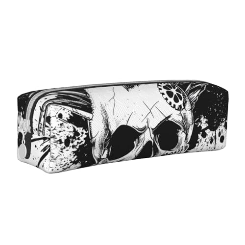 JKSEEPYN Federmäppchen aus Leder, mit Reißverschluss, bedruckt, minimalistisch, ultradünn, Schwarz / Weiß, weiß, Einheitsgröße, Taschen-Organizer von JKSEEPYN