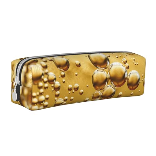 JKSEEPYN Federmäppchen aus Leder mit Bierblasen-Druck, mit Reißverschluss, minimalistisch, ultradünn, für die Schule, Kosmetiktasche, weiß, Einheitsgröße, Taschen-Organizer von JKSEEPYN