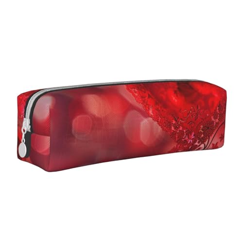 JKSEEPYN Federmäppchen aus Leder mit Blumenmuster, bedruckt, minimalistisch, ultradünn, für die Schule, Kosmetiktasche, weiß, Einheitsgröße, Taschen-Organizer von JKSEEPYN