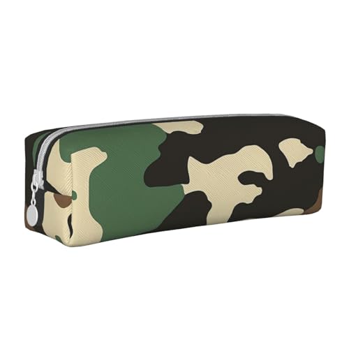 JKSEEPYN Federmäppchen aus Leder mit Camouflage-Muster, bedruckt, minimalistisch, ultradünn, für die Schule, Kosmetiktasche, weiß, Einheitsgröße, Taschen-Organizer von JKSEEPYN